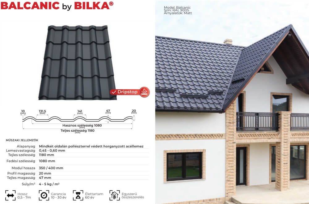 Cserepeslemez – fém cserép